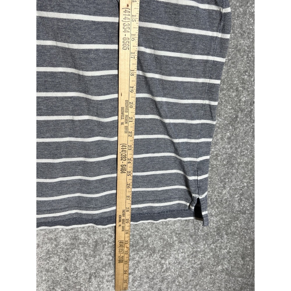 IZOD Polo Shirt Mens Size XL Gray-Blue White Striped Cotton Short Sleeve - Picture 6 of 6